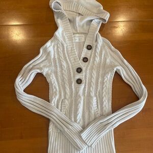 Aeropostale Women's Cream half button Sweater